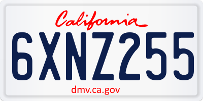 CA license plate 6XNZ255