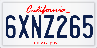 CA license plate 6XNZ265
