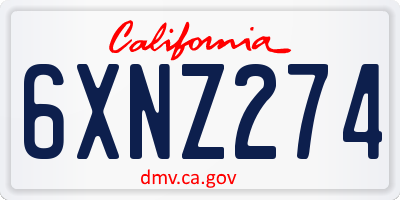 CA license plate 6XNZ274