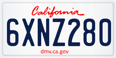 CA license plate 6XNZ280