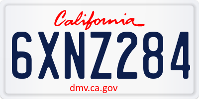 CA license plate 6XNZ284