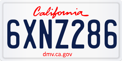 CA license plate 6XNZ286