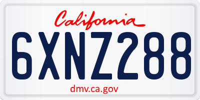 CA license plate 6XNZ288