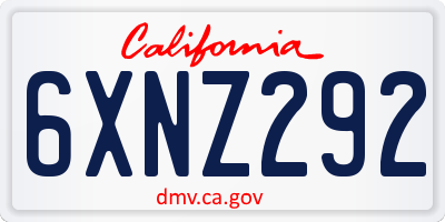 CA license plate 6XNZ292
