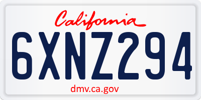 CA license plate 6XNZ294
