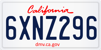 CA license plate 6XNZ296