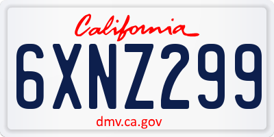 CA license plate 6XNZ299