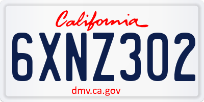 CA license plate 6XNZ302