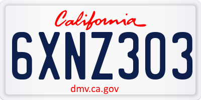 CA license plate 6XNZ303