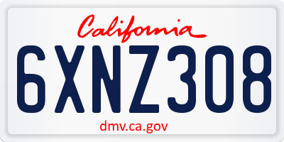 CA license plate 6XNZ308