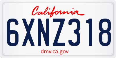 CA license plate 6XNZ318