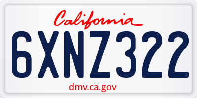 CA license plate 6XNZ322