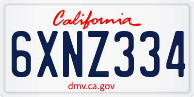 CA license plate 6XNZ334