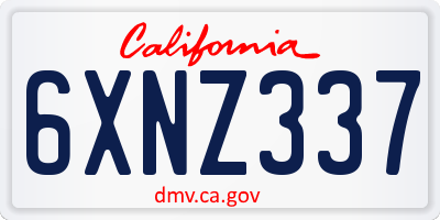 CA license plate 6XNZ337