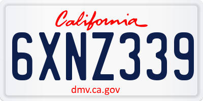 CA license plate 6XNZ339