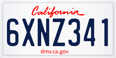 CA license plate 6XNZ341