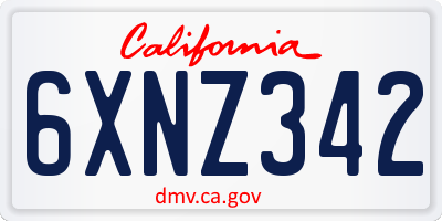 CA license plate 6XNZ342