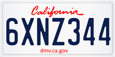 CA license plate 6XNZ344