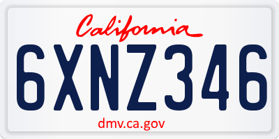 CA license plate 6XNZ346