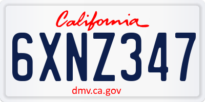 CA license plate 6XNZ347
