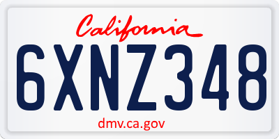 CA license plate 6XNZ348