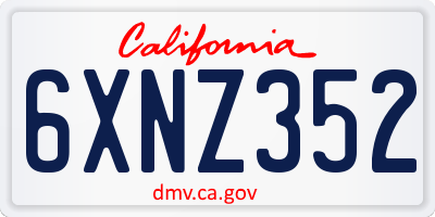 CA license plate 6XNZ352