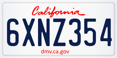 CA license plate 6XNZ354