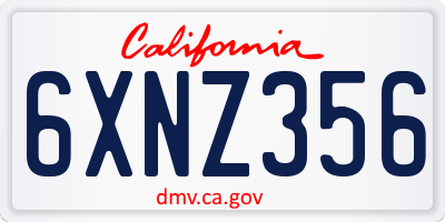 CA license plate 6XNZ356
