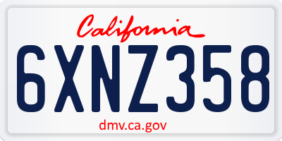 CA license plate 6XNZ358