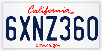 CA license plate 6XNZ360