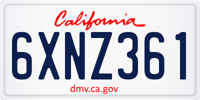 CA license plate 6XNZ361
