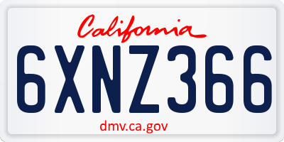 CA license plate 6XNZ366