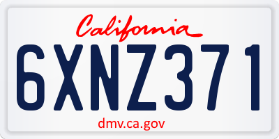 CA license plate 6XNZ371