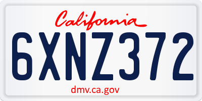 CA license plate 6XNZ372