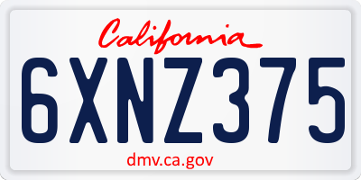 CA license plate 6XNZ375