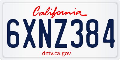 CA license plate 6XNZ384
