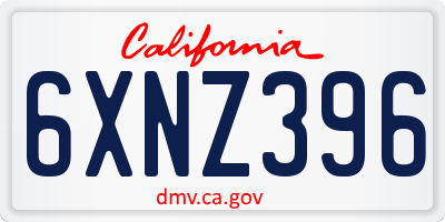 CA license plate 6XNZ396