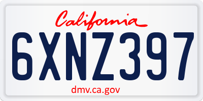 CA license plate 6XNZ397