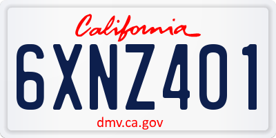 CA license plate 6XNZ401