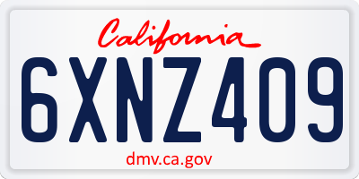 CA license plate 6XNZ409