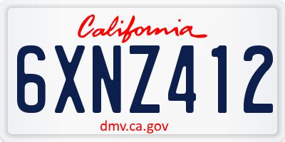 CA license plate 6XNZ412