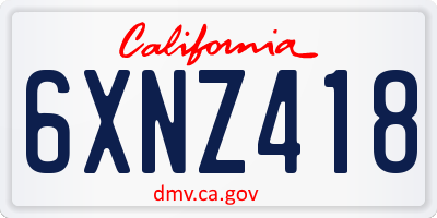 CA license plate 6XNZ418