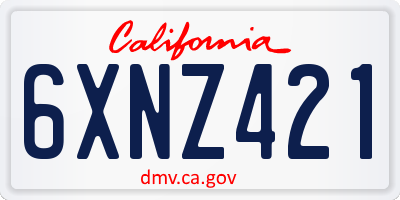 CA license plate 6XNZ421