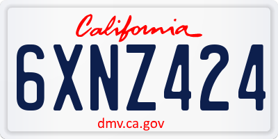 CA license plate 6XNZ424