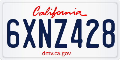 CA license plate 6XNZ428