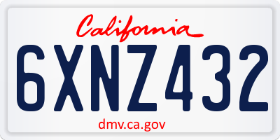 CA license plate 6XNZ432