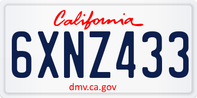 CA license plate 6XNZ433