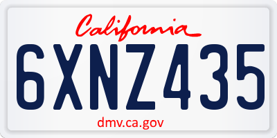 CA license plate 6XNZ435