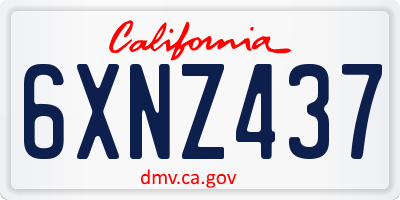 CA license plate 6XNZ437