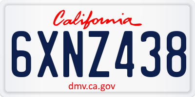 CA license plate 6XNZ438